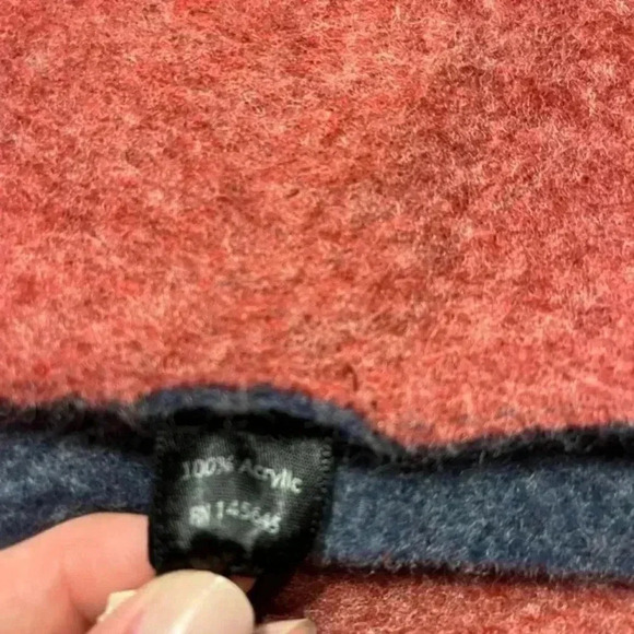 Red Acrylic Scarf with Fringe, Warm Winter Fashion Accessory - Picture 3 of 5